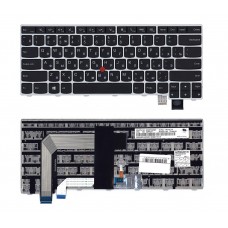 Клавиатура для ноутбука Lenovo ThinkPad T460S, T470P, T470S черная с серебристой рамкой